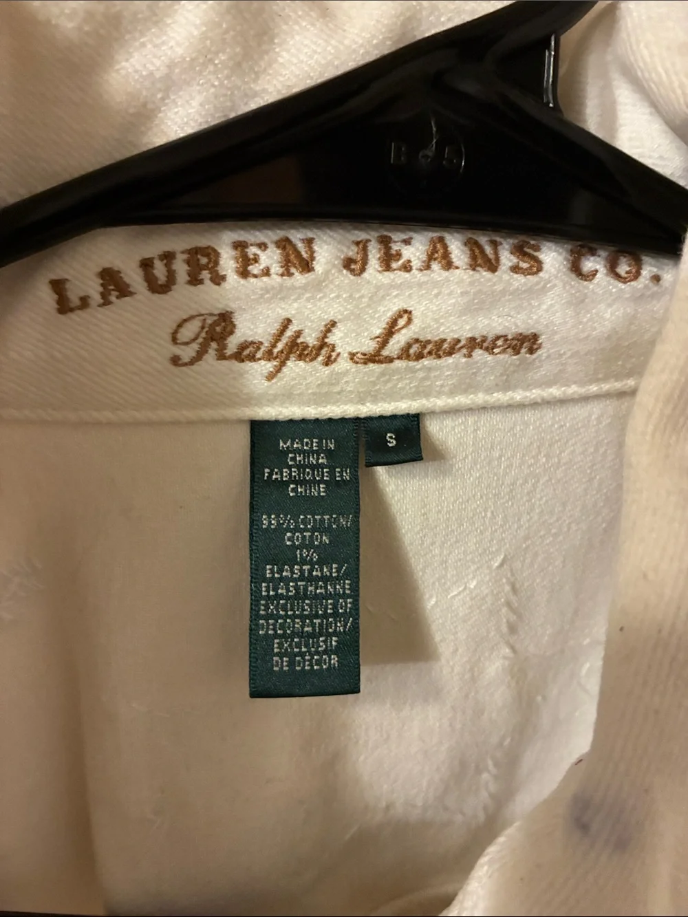 Ralph Lauren White Jean Jacket with Blue & Red Embroidered Stars - Picture 3 of 4